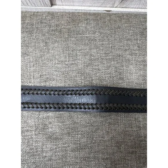 Mens Braided Black Faux Leather Belt Size S/M With Silver Buckle Dress Casual - Picture 3 of 6